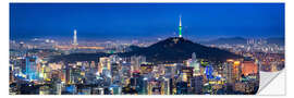 Sisustustarra Seoul panorama at night overlooking Namsan and N Seoul Tower