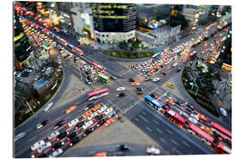 Galleritryck Busy street intersection at night in Gangnam, Seoul