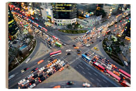 Quadro de madeira Busy street intersection at night in Gangnam, Seoul