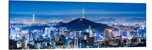 Obraz na aluminium Seoul panorama at night overlooking Namsan and N Seoul Tower