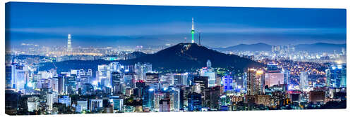 Leinwandbild Seoul Panorama bei Nacht mit Blick auf Namsan und N Seoul Tower