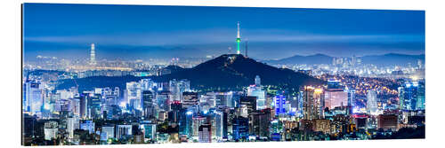 Quadro em plexi-alumínio Seoul panorama at night overlooking Namsan and N Seoul Tower