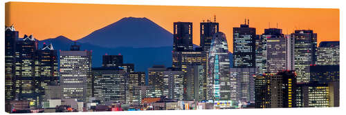 Lerretsbilde Tokyo skyline panorama at night with Mount Fuji in the background