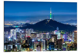 Alubild Blick auf die Skyline von Seoul mit Berg Namsan und N Seoul Tower