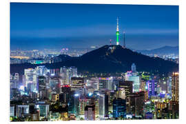 Hartschaumbild Blick auf die Skyline von Seoul mit Berg Namsan und N Seoul Tower