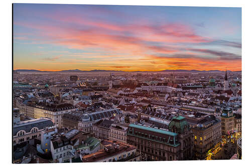 Aluminiumsbilde Vienna Skyline at sunset, Austria