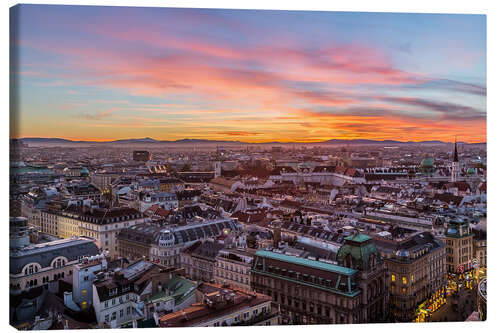 Leinwandbild Wien Skyline bei Sonnenuntergang, Österreich