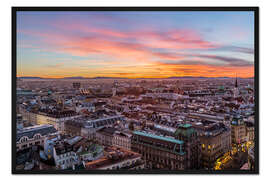 Gerahmter Kunstdruck Wien Skyline bei Sonnenuntergang, Österreich