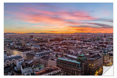 Selvklebende plakat Vienna Skyline at sunset, Austria