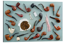 Quadro em alumínio Collection of smoking pipes