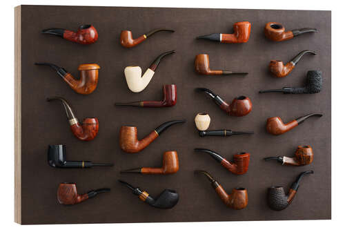 Stampa su legno Collection of smoking pipes