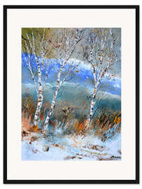 Gerahmter Kunstdruck Birken im Winter