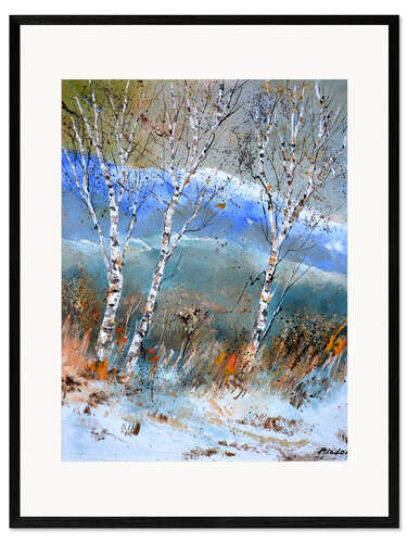 Gerahmter Kunstdruck Birken im Winter