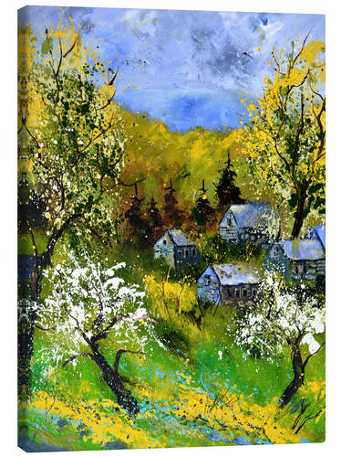 Canvas print A village in spring