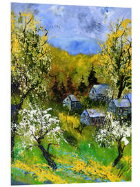 Foam board print A village in spring