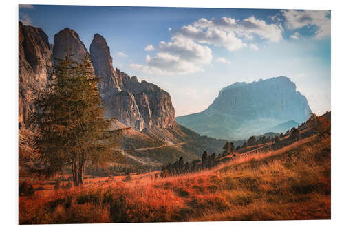 Foam board print Passo Gardena at autumn, Dolomites