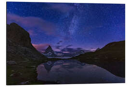 Tableau en aluminium Matterhorn with milky way, Switzerland