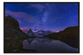 Gerahmter Kunstdruck Milchstraße am Matterhorn, Schweiz