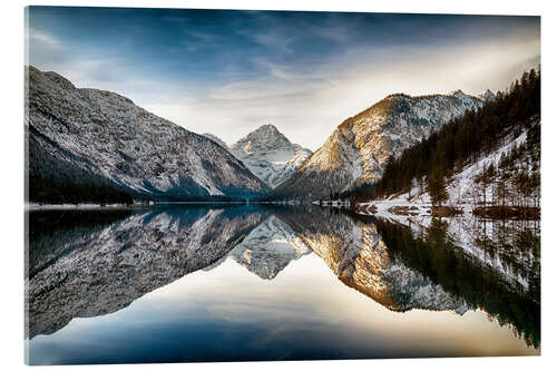 Akrylbilde Lake Plan at wintertime, Austria