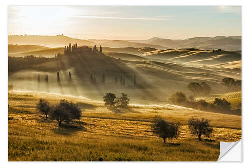 Självhäftande poster Dawn in Tuscany, Italy