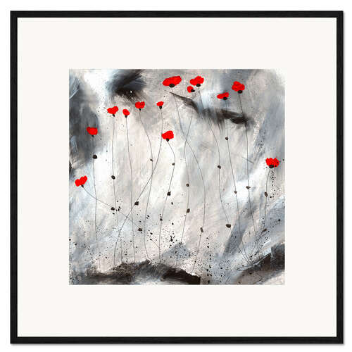 Impression artistique encadrée Petits coquelicots