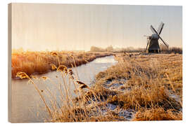 Cuadro de madera Windmill near Sande at cold winter morning - Reemt Peters-Hein