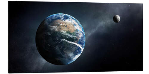 Aluminium print Earth and moon from outer space