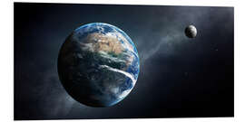 Foam board print Earth and moon from outer space