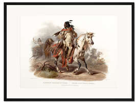 Gerahmter Kunstdruck Ein Blackfoot Indianer zu Pferd