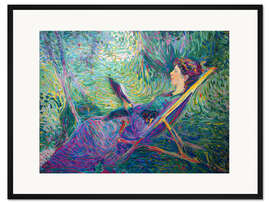 Gerahmter Kunstdruck Sophie Herrmann im Liegestuhl