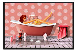 Gerahmter Kunstdruck In der Badewanne - Badevergnügen