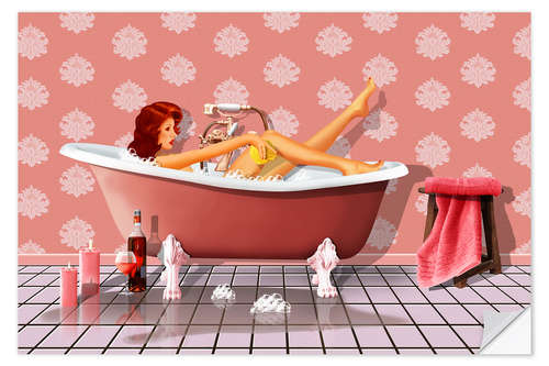 Sticker mural Dans la baignoire