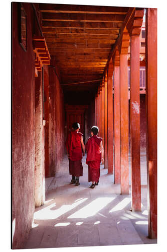 Aluminiumtavla Two young monks in a monastery, Nepal