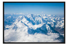 Gerahmter Kunstdruck Luftaufnahme des Mount Everest, Himalaya