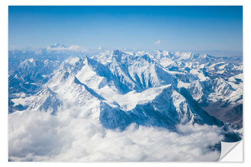 Sticker mural Vue aérienne du mont Everest, Himalaya