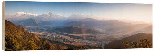 Wood print Annapurna mountain range at sunrise, Nepal