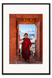 Gerahmter Kunstdruck Ein junger buddhistischer Mönch, Nepal, Asien