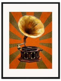 Gerahmter Kunstdruck Grammophon