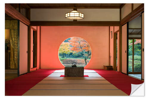 Selvklebende plakat Oculus in Meigetsu-in Temple in Kamakura, Japan