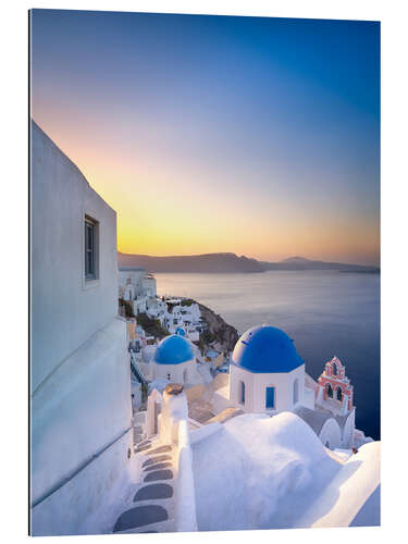 Gallery print Sunrise over the blue roofs of Santorini