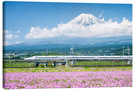 Leinwandbild Shinkansen Zug fährt vorbei am Berg Fuji in Shizuoka, Japan