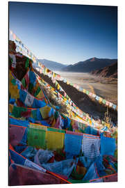Magnettafel Tal bei Sonnenaufgang mit Gebetsfahnen, Tibet