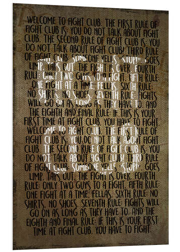 Foam board print Fight Club - Rules - Alternative