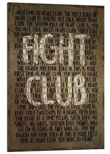 Quadro em plexi-alumínio Fight Club - Rules - Alternative