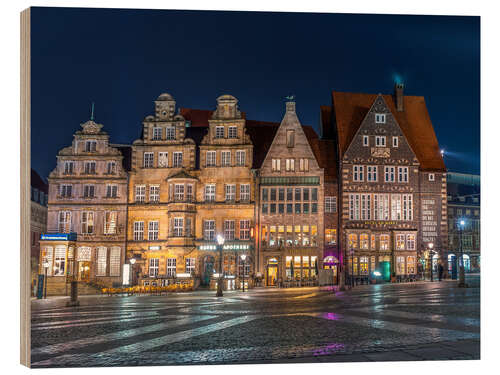Wood print Gabled houses Marktplatz Bremen