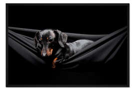 Gerahmter Kunstdruck Nachdenklicher Dackel