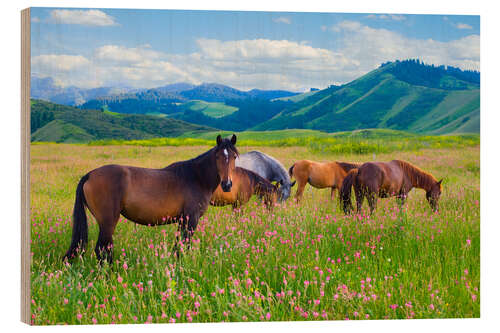 Wood print Flowery pasture