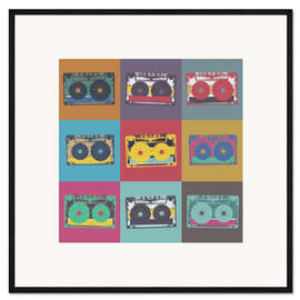 Impressão artística com moldura Colorfoul Cassettes