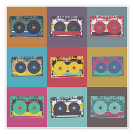 Póster colorful cassettes