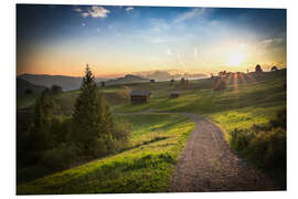 Foam board print Seiser Alm in the morning, South Tyrol